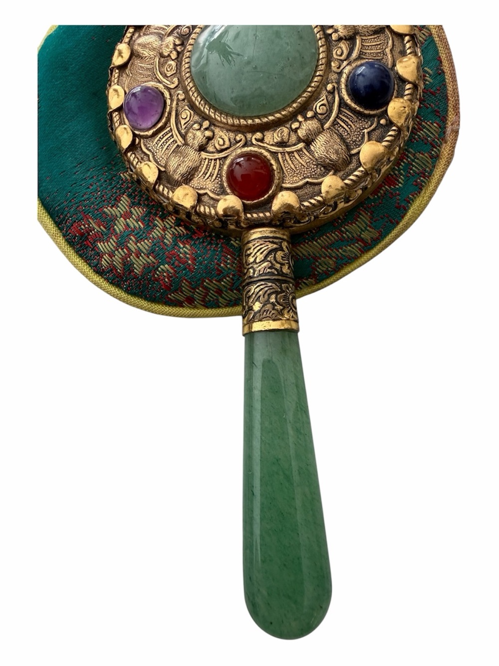Vintage Green Multi-Stone Decorative Hand Mirror - Vintage - Picture 3 of 4